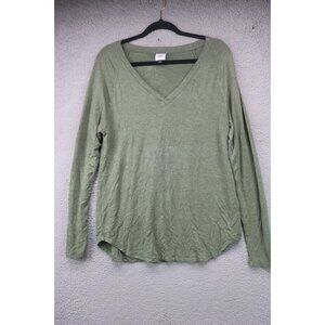 Cabi Long Sleeve Army Green V-Neck Top-Size Medium-Very Soft-Drawstring Back